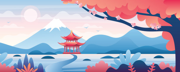 蓝色中国矢量旅游海报