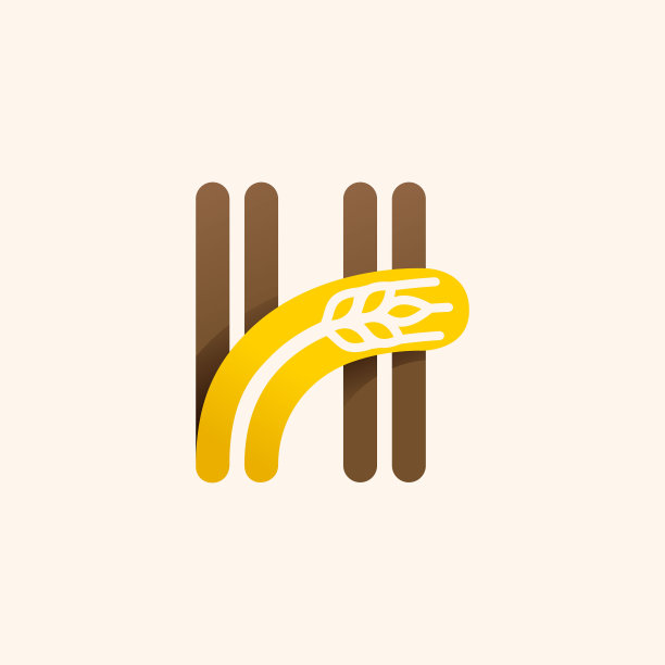 h字母叶子健康环保标志logo