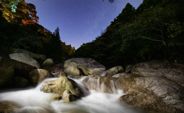 高清高山流水星空背景