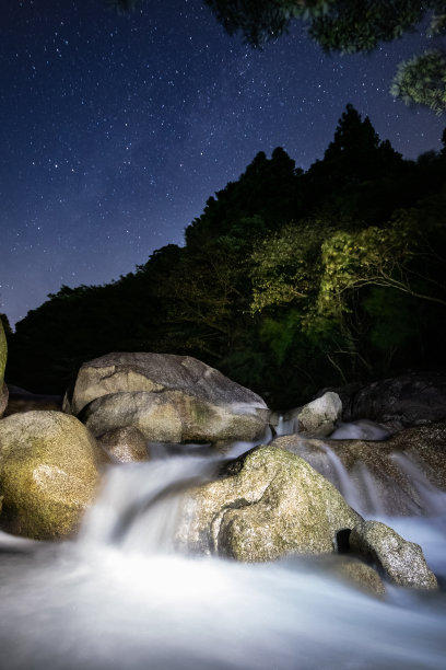 高清高山流水星空背景