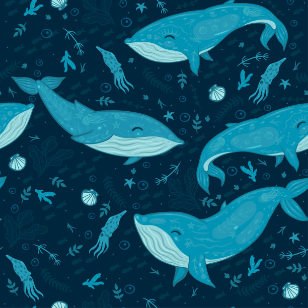 卡通可爱海洋动物矢量素材