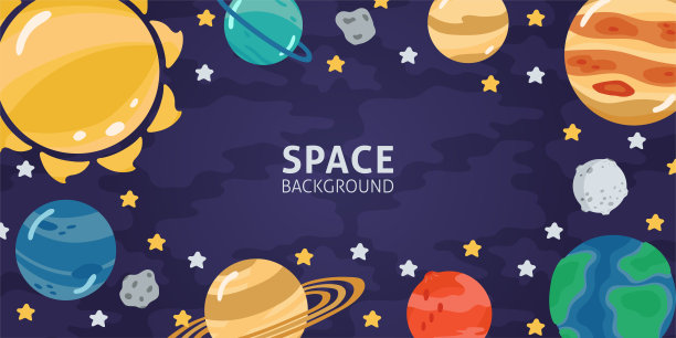 宇航员星球插画卡通背景海报素材