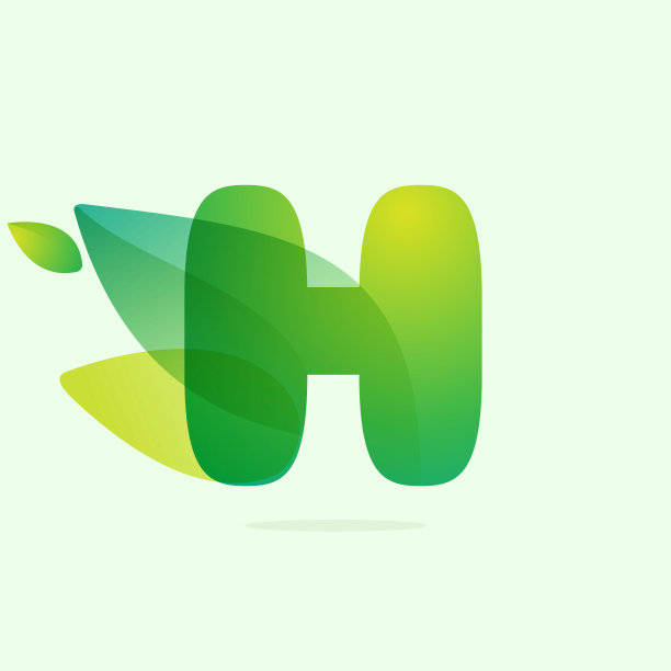 h字母叶子健康环保标志logo