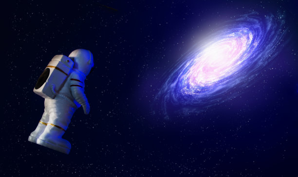 蓝色太空宇航员银河宇宙星球背景