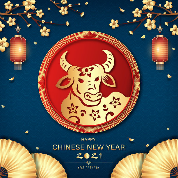 2021年牛年新春喜庆背景图片