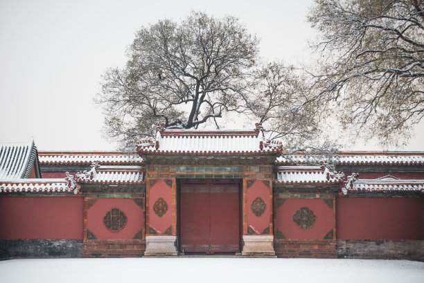 古代宅院雪景