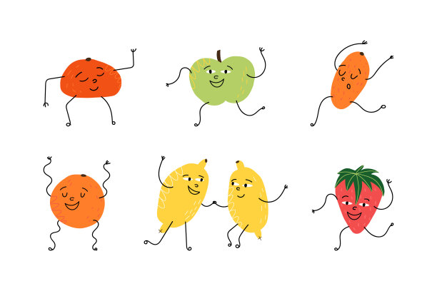 橘子草莓形象插画