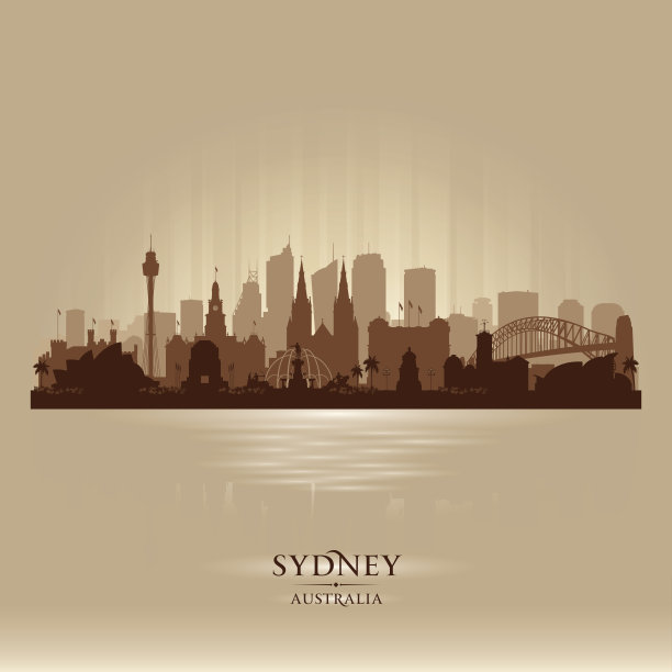 悉尼城市剪影插画