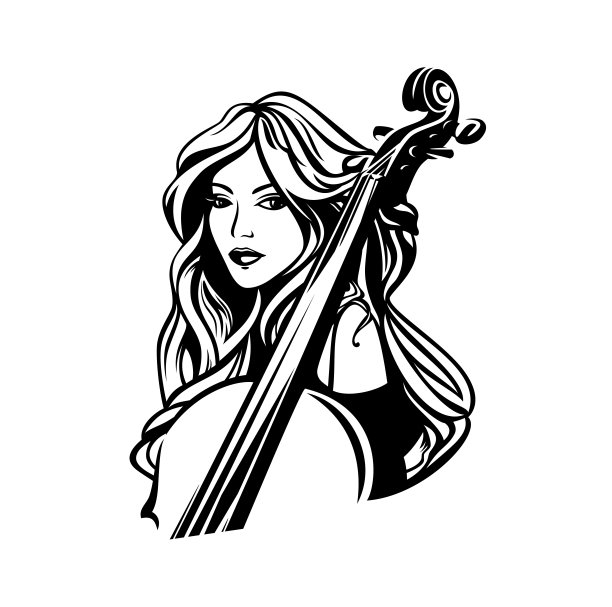 大提琴美女插画