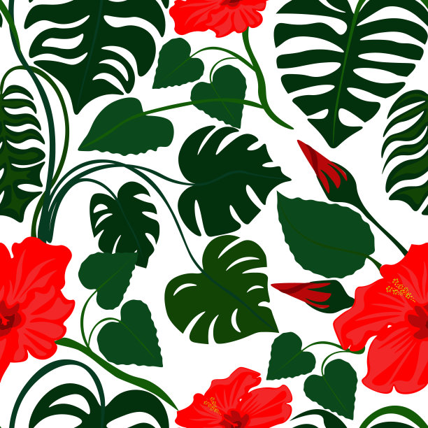 热带植物抱枕图案设计
