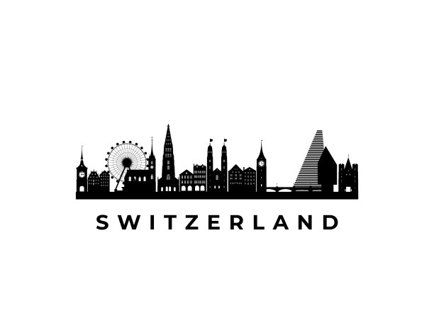 瑞士宣传海报瑞士剪影