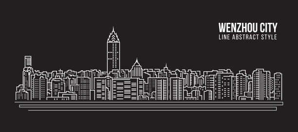 温州城市建筑插画
