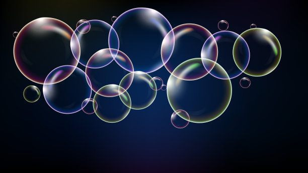 矢量彩色透明发光气泡泡沫装饰