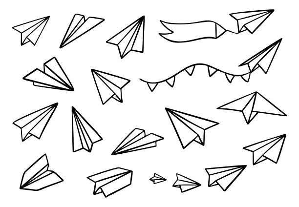 卡通简笔画纸飞机