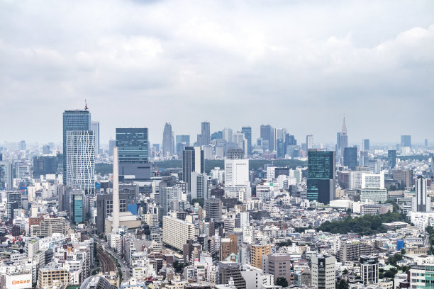 日式街头繁华城市天空背景素材