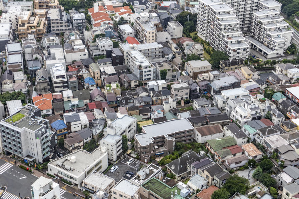 日式街头繁华城市天空背景素材
