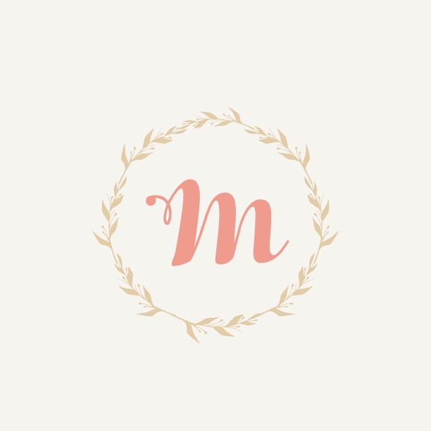 m字母花朵标志logo设计