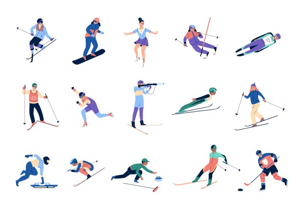 卡通滑雪运动设计元素