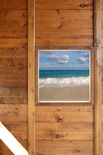 沙滩上的木屋的特写镜头