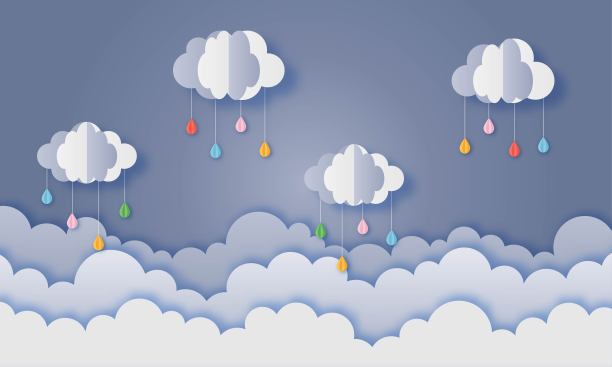 下雨雨伞乌云图案