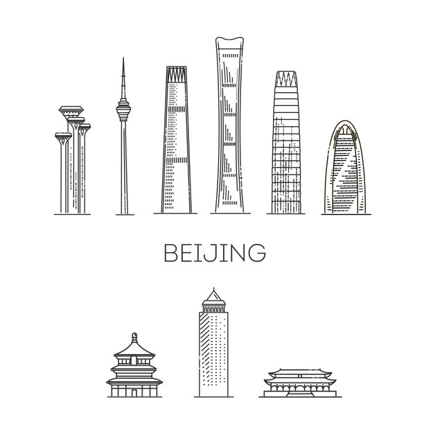 北京城市线稿