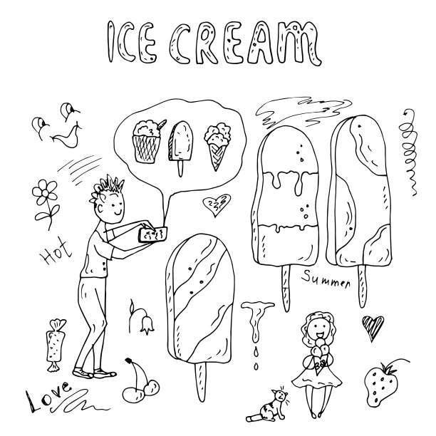 卡通冰淇淋 美味冷饮 