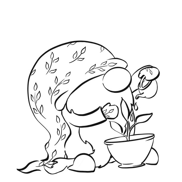 北欧植物花盆插画