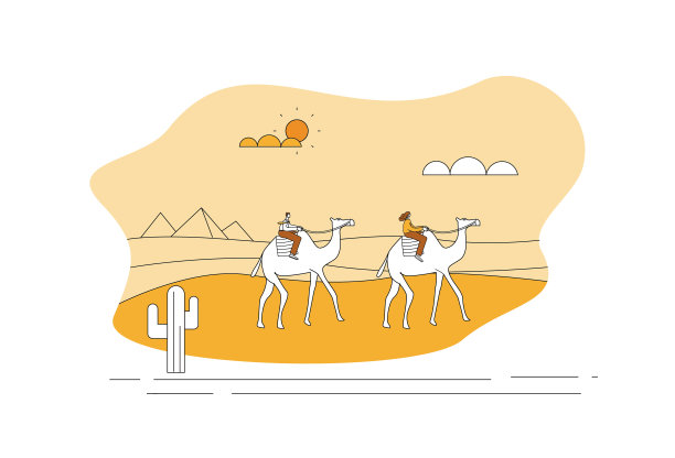 骆驼情侣矢量图