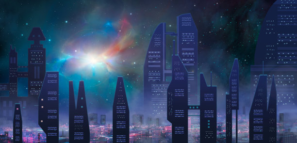未来3d智慧城市剪影
