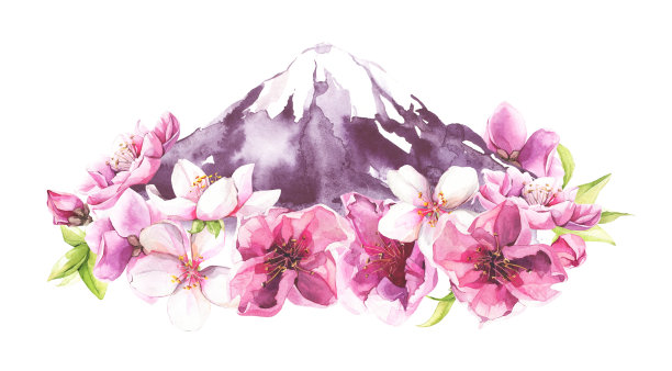 富士山复古装饰画