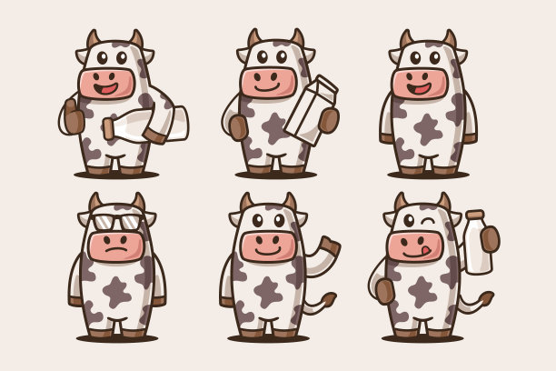 卡通风格的幼小的奶牛