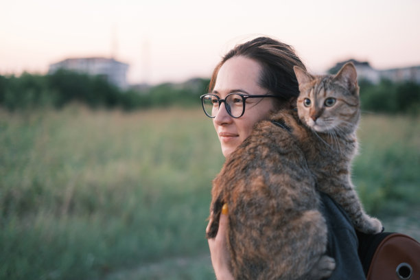 一只猫在肩膀上