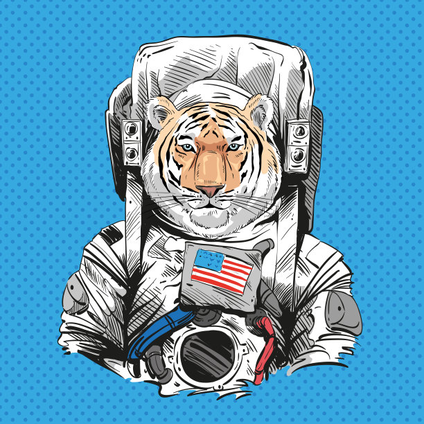 宇航员小老虎卡通设计