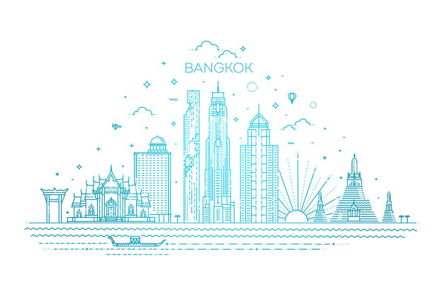 曼谷天际线海报设计