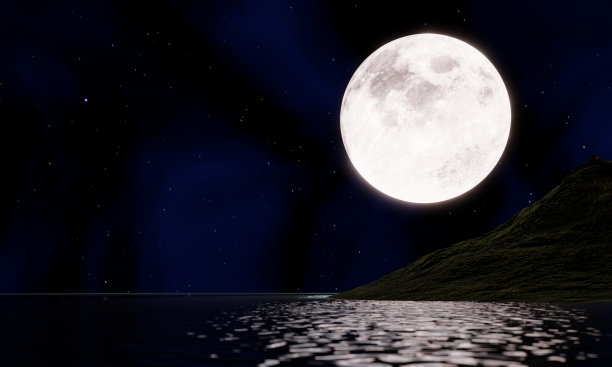 月亮中秋明月大海