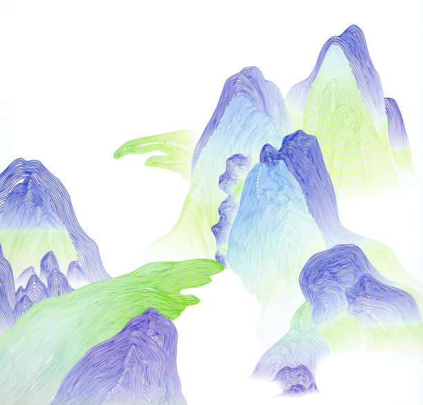 中国风装饰画河流山峰
