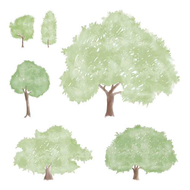 彩绘树木设计矢量素材