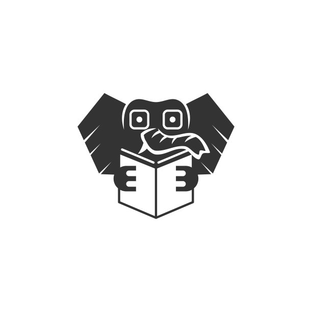 大象logo,书本标志,教育