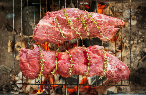 野餐烤牛肉,烟熏食品,热