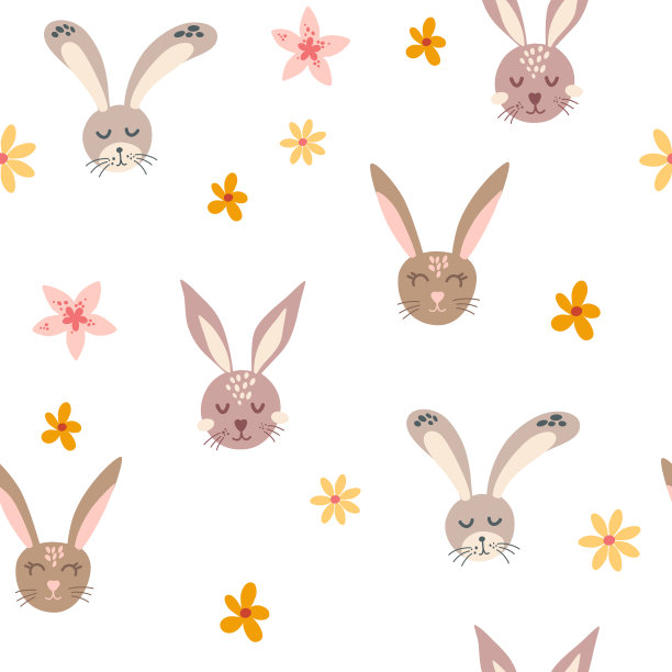 兔子向日葵卡通