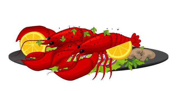 卡通小龙虾大虾图案