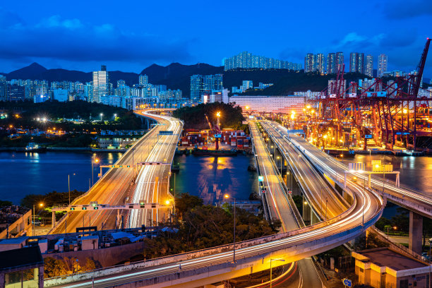 香港国际货柜码头夜景