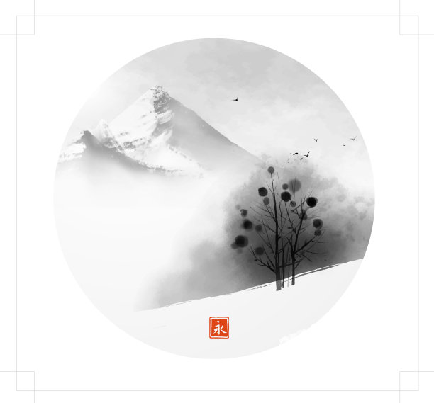 中国风冬天雪景画
