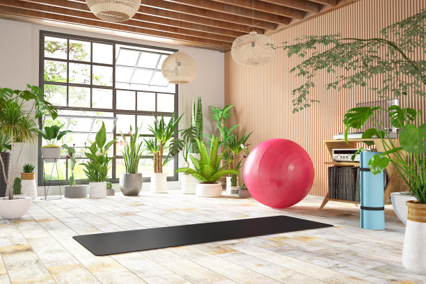 室内客厅沙发居家瑜伽锻炼插画