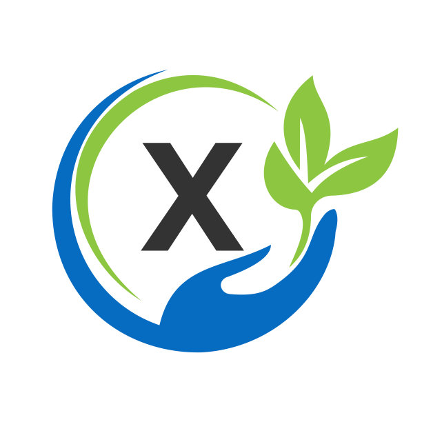 字母x心形绿色环保logo