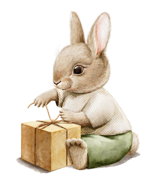 手绘兔子生日