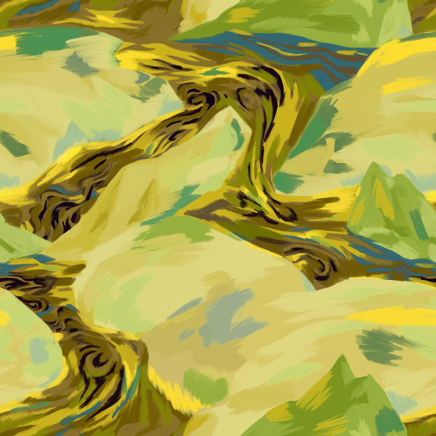 高清油画布纹抽象山水