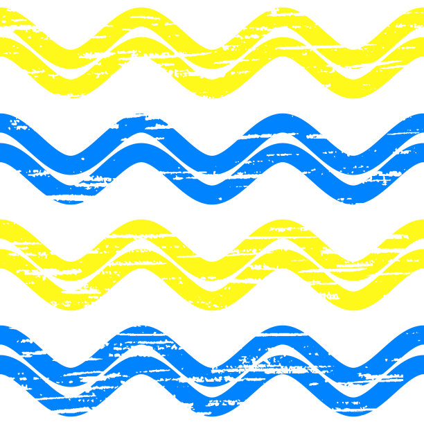 条形波浪底纹蓝黄色