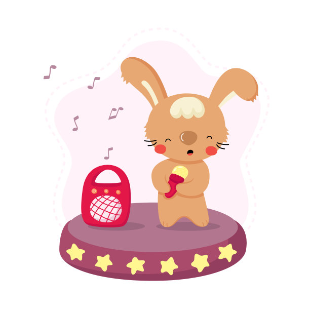 可爱兔话筒音乐海报