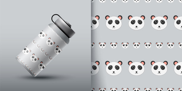 动物喝饮料的熊猫矢量图